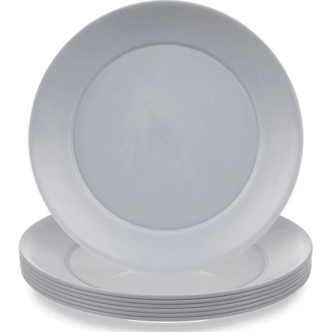Plastic Dessert Plates, Gray, 20.5 cm, Set of 6