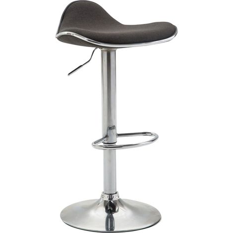 Sgabello da bar x1 seduta ergonomica in tessuto grigio scuro piede a tromba in metallo effetto cromato 100005388