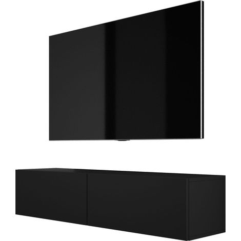 Meuble TV Suspendu, 140 x 34 x 32 cm, Noir (1/5)