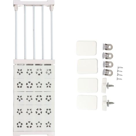 tagère de tension de placard extensible blanche sans perceuse, séparateur d'organisateur d'étagère de tension de garde-robe télescopique 24 cm de largeur 50 à 80 cm / 19,7 à 31,5 pouces de long (1/5)