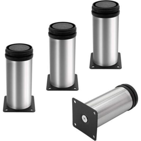 Patas para muebles, patas para sofás, patas de mesa metálicas, patas para muebles regulables en altura en acero inoxidable cepillado, altura total 100 mm