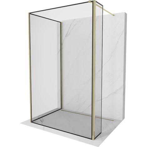 Mexen Kioto Duschwand Walk-in 120 x 70 x 30 cm, schwarzes Muster, gold - 800-120-070-221-50-70-030