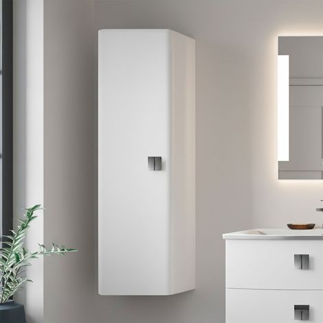 Hudson Reed Sarenna 1-Door Tall Storage Unit 352mm Wide - Moon White (1/3)