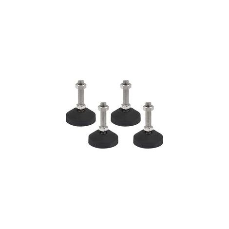 Lot de 4 Pieds Réglables M10x50mm Ø40mm pour Meubles, Vis de Nivellement Acier, Charge Lourde, Inclinaison 20°, Noir (1/4)