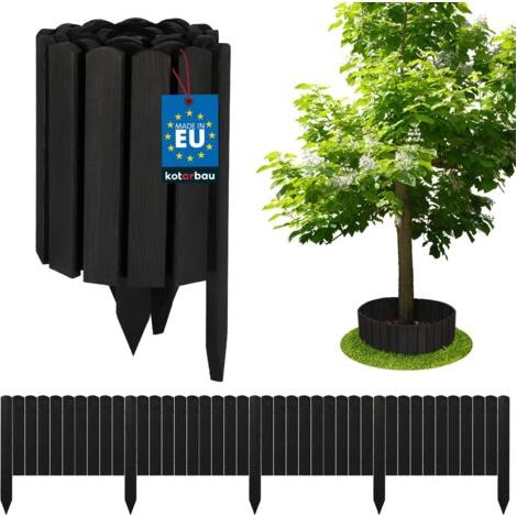 Bordure Jardin Exterieur Bois - 200 x 30 cm - Cloture Bois Jardin - Anthracite - Palissade Flexible - Décoration Jardin-NANOTEH (1/5)