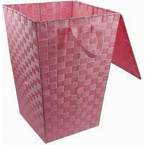 Cleafe - Cesto Cestino Portatutto Portaoggetti Bagno Casa Coperchio 35 X 52 Cm 79107 Rosa - (1/2)
