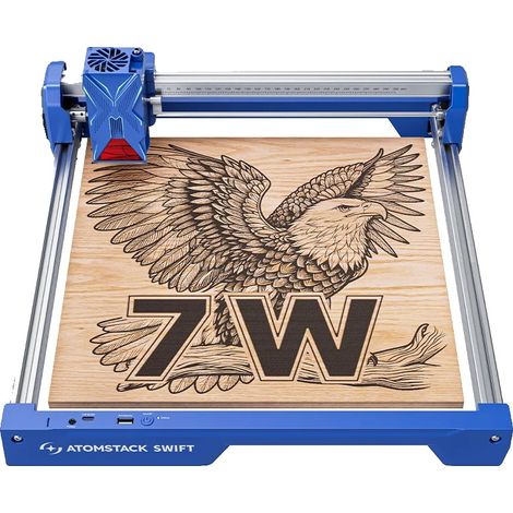 Grabadora láser, área de grabado de 300 x 300 mm, potencia de 7 W, compatible con múltiples materiales, diseño modular, software fácil de usar. (1/5)