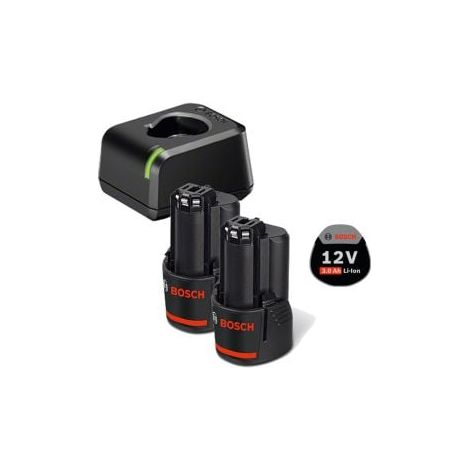 Bosch Kit Avviatore a Batteria GBA 12 Volt / 2x 3,0 Ah + Caricabatterie Rapido GAL 12V-20