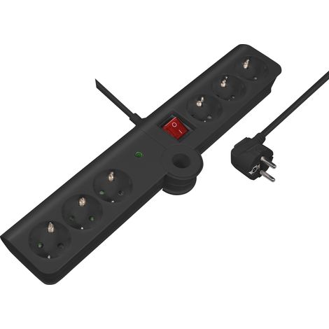 Bloc multiprise, 6 Prises, Protection Contre Les surtensions et Les Contacts, IP20, Pliable pour Plus de flexibilité (1/5)