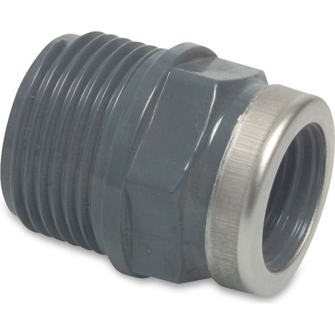 Profec Reduzierstück verstärkt, PVC-U, 1 Zoll AG x 1/2 Zoll IG,10 bar, grau