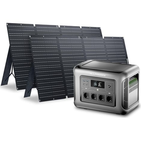ALLPOWERS Solargenerator R1500, 1152WH LiFePO4 Batterie, 4x 1800W AC Ausgang (3000W Spitze), Tragbare Powerstation mit 2x 200W Solarpanel, Mobile Stromversorgung für Reise Camping Wohnmobile Notfall