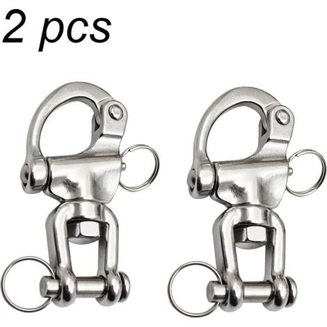 Mousqueton pivotant en acier inoxydable 316 – Charge maximale adaptée pour cordage de spi – Goupille à dégagement rapide – Dimensions 70 mm (1/5)