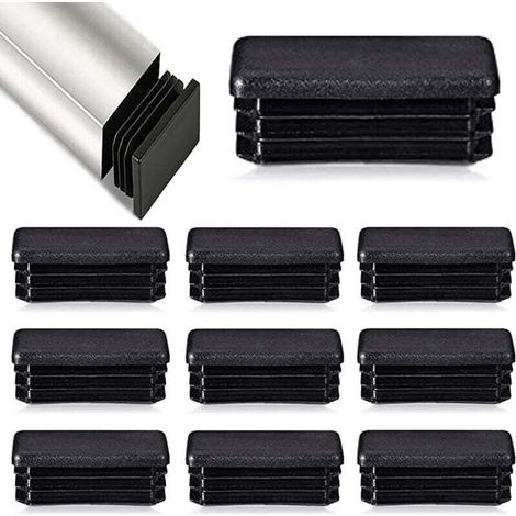 Set mit 12 rechteckigen Endkappen für 80 x 40 mm Rohre – Führungsschienen für Möbel und Stühle – Schwarz – KZQ
