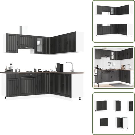 11-tlg. Küchenschrank-Set Lucca Schwarz Holzwerkstoff - Küchenschrank-Set - Küchenschrank-Sets - Küchenzeile Einbauküche - Küchenschrank (1/5)