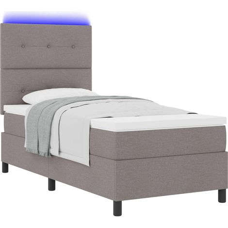 Maison Exclusive - Lit à ressorts avec matelas avec LED Taupe 80 x 200 cm tissu