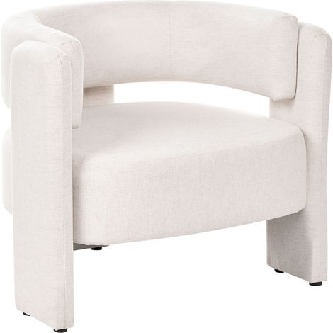 Poltrona in tessuto con schienale curvo poltrona decorativa seduta colore bianco sporco Maggeby
