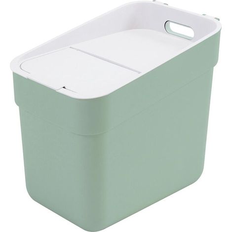 Poubelle tri sélectif 20L verte – Fixation murale incluse – Support pour sac poubelle – Accès facile avec couvercle fendu (1/5)