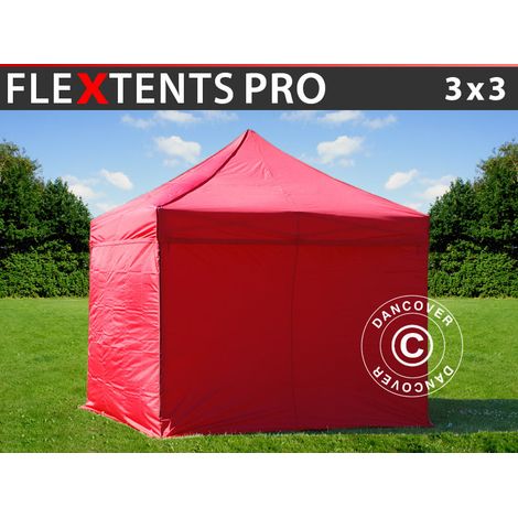 Pop up gazebo FleXtents PRO 3x3 m Red, incl. 4 sidewalls