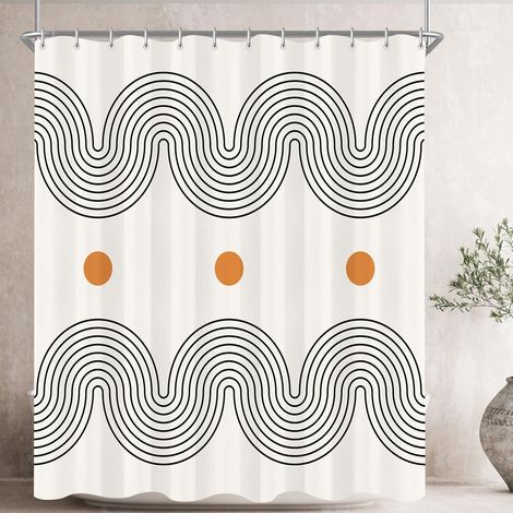 Rideau de douche 180 x 200 cm, double romantique, ourlet lesté, anti-moisissure, imperméable, lavable, en polyester, avec 12 œillets et anneaux de rideau de douche, pour salle de bain (1/5)