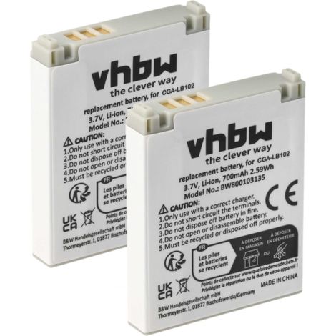 vhbw 2x Akku Ersatz für Panasonic CGA-LB102 für schnurlos Festnetz Telefon (700 mAh, 3,7 V, Li-Ion) (1/5)