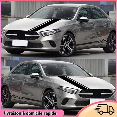 Autocollant Voiture - Capot Porte Latérale Rétroviseur - PVC Noir - 5 Pièces (1/5)