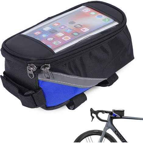 Supporto per cellulare da borsa da bici - Impermeabile - Nero/Blu (1/3)