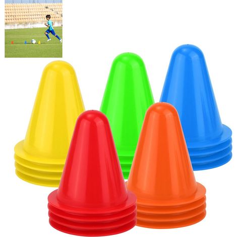 20 pièces - Mini oefenkegels - Veldmarkeringskegels - Rolschaatsslalombekers - Vlakke slalomslalommarkeringen - Kinderkegels - Trainingskegels (1/4)