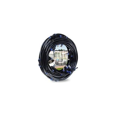 Nebelsystem für den Außenbereich, 8 m Terrassen-Nebelsystem mit 7 Nebeldüsen + 2 Ersatzdüsen + 1 Adapter (Messing, 3/4") Nebelsystem für Terrasse, Garten, Gewächshaus, Trampolin und Wasserpark (1/5)