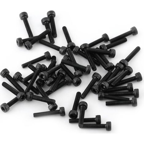 M3 Kit de Assortiment Vis Boulon Tête Cylindrique Six Pans Creux en Acier Allié M3 x 4-50mm(M316mm, Entièrement filetée-50pcs).