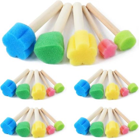pinceaux ronds en mousse de différentes formes avec manche en noble massif pour peinture (1/5)