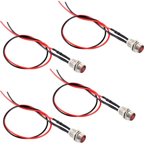 4 pièces 12v 8mm LED panneau pilote tableau de bord voyant d'avertissement lampe voiture Van rouge (1/5)