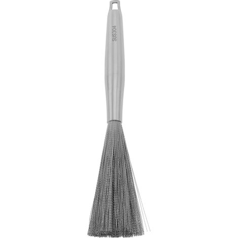 Brosse de nettoyage en acier inoxydable 304 avec manche et trou de suspension pour la vaisselle, les casseroles, les poêles et l'évier (couleur argent). (1/5)