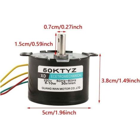 Moteur Synchrone AC 220V 6-10W à Aimants Permanents Couple Élevé Faible Vitesse 10RPM Rotation CW CCW (1/4)