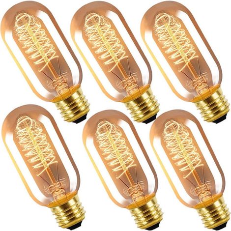 [6 pièces] Ampoule Edison T45 40W à filament de tungstène rétro spiralé 220V (1/5)