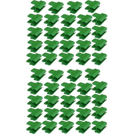 Lot de 48 colliers de serrage pour tuyau de jardin, accessoires de film d'abri de jardin, diamètre extérieur 16 mm, piquets pour plantes, clips en plastique pour serre, Vert (1/4)