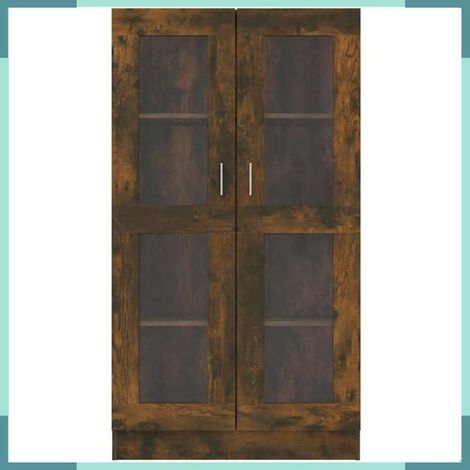 815117 Armoire à vitrine Chêne fumé 82,5x30,5x150 cm Bois d'ingénierie (1/5)