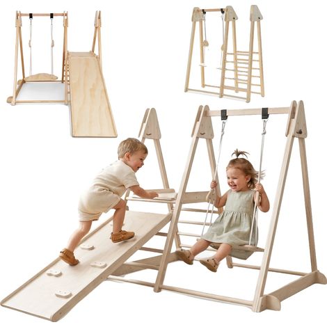 Équipement de terrain de jeu, Matériau en bois, Dimensions 120 cm x 120 cm x 100 cm, Convient aux enfants de 1 à 6 ans, Capacité de charge 50 kg, Finition non toxique (1/5)