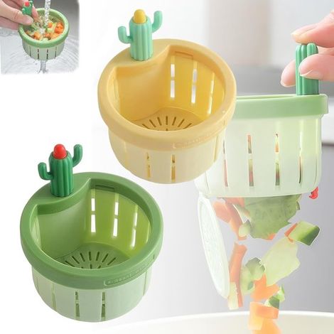 Lot de 2 crépines d'évier - Panier d'égouttage avec système de vidange par le bas - Panier d'égouttage de cuisine à vidange automatique sous pression (1/5)