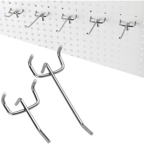 100 x Crochets pour Panneau Perforé en Deux Longueurs (5cm et 7cm), Pegboard Hooks, Crochet pour Ètagères de Cuisines, Supermarchés, Racks à outils (1/5)
