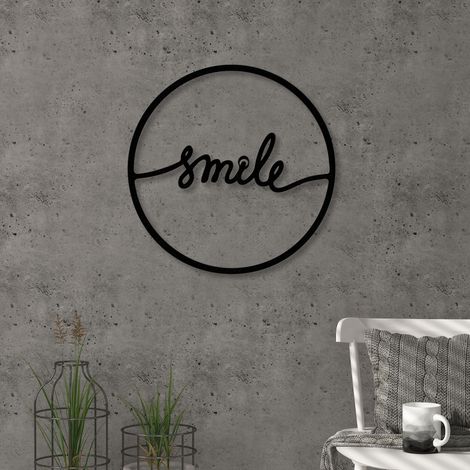 METAL WALL ART NO.8 SMILE - Black (1/5)
