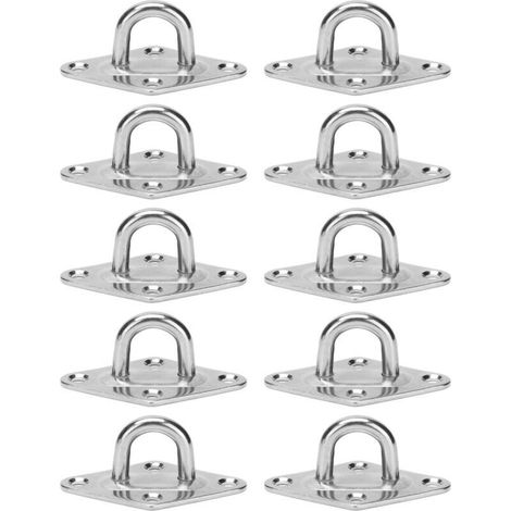 10 Pièces Plaques d'Attache Marine en Acier Inoxydable 316, Crochets Robustes pour Hamac, Boucles Fixes Diamètre 5mm (1/5)