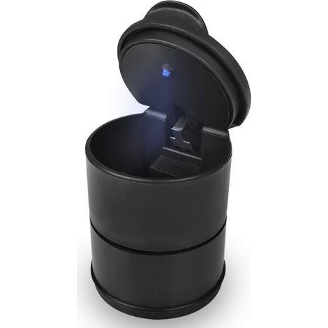 Cendrier de voiture avec couvercle et lumière LED, compatible avec les porte-gobelets Cendrier de voiture cylindrique portable avec indicateur LED bleu, compatible avec les voitures, les camions et a (1/5)