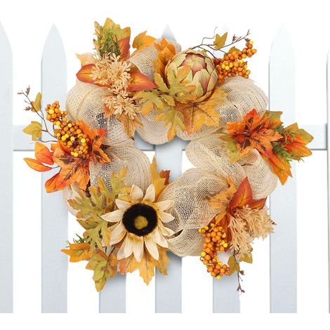 Ghirlanda di girasoli – 38,1 cm, estate/autunno, utilizzabile anche per Halloween