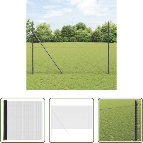 vidaXL Jardin -  Clôture hexagonale Gris 1,5 x 50 m PVC (1/5)
