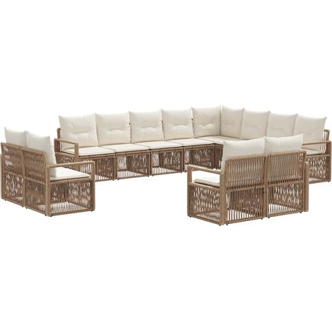 Gartensofa-set 12 pcs Beige Poly-Rattan vidaXL