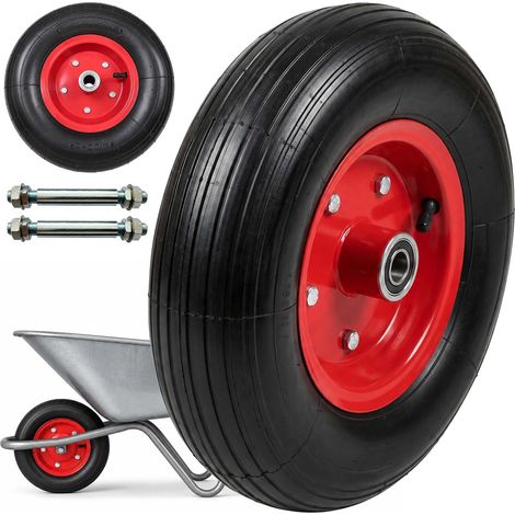 Lot de 2 Roues de Diable, 4.00-6, Caoutchouc Plein, Noir/Rouge (1/5)