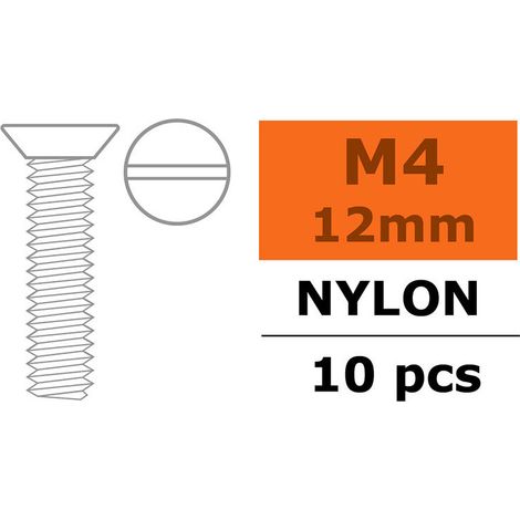 Revtec - Flat Head Screw - M4X12 - Nylon - 5 pcs