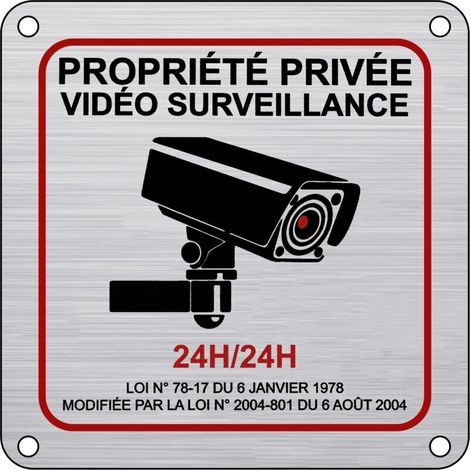 Aluminium-Überwachungskamera-Schild, 15 × 15 cm, 24-Stunden-Videoüberwachungsschild für die Familie mit Aufkleber und vorgebohrten Löchern für den Innen- und Außenbereich
