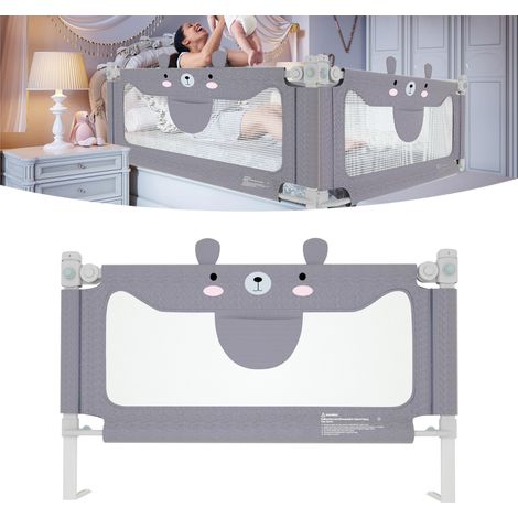 Bettgitter 150 cm Baby Bett Rausfallschutz höhenverstellbar Kinder Bettschutzgitter mit Aufbewahrungstasche Kinderbettgitter, für Kinderbetten, Elternbetten (Grau) NAIZY (1/4)