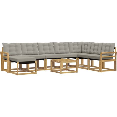Set di divani da esterno 9 pz Bianco e Grigio Chiaro vidaXL (1/5)